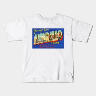 Greetings from Amarillo, Texas - Vintage Large Letter Postcard Kids T-Shirt